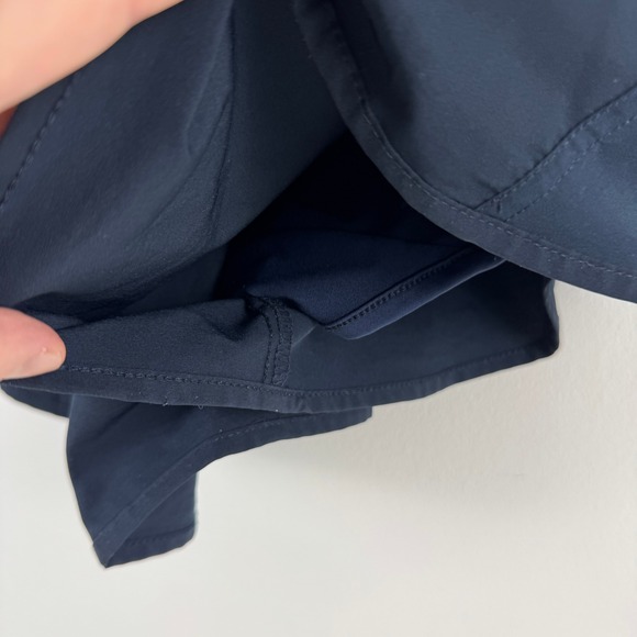 B Athletic Shorts Navy Blue Smocked Waist Zipper Pocket Women M Athleisure - Picture 9 of 9